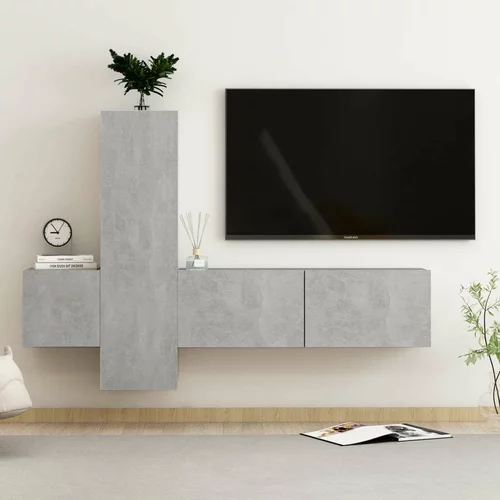  Komplet TV omaric 3-delni betonsko siva iverna plošča, (20914171)