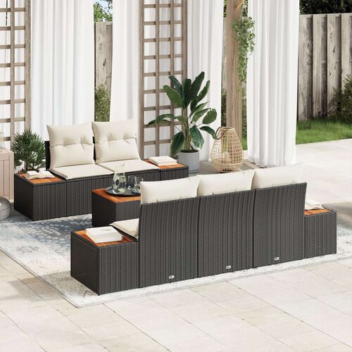  Set od 6 vrtnih sofa s jastučićima crni poli ratan akacija Cijene