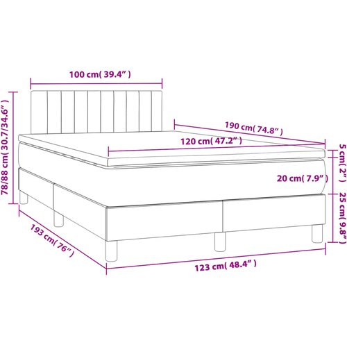  Krevet box spring s madracem tamnosivi 120 x 190 cm tkanina Slike