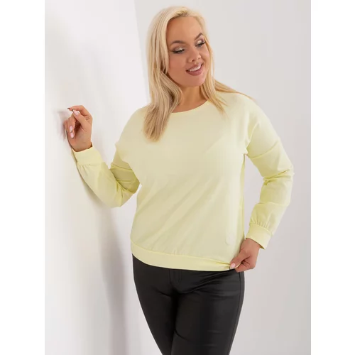 Fashion Hunters Light yellow plus size blouse with a round neckline