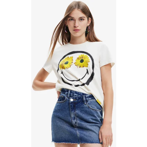 Desigual Margarita Smiley Majica Bela