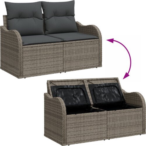 vidaXL 6-delna vrtna sedežna garnitura z blazinami, siva poli ratan Cene