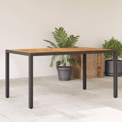 VidaXL Vrtna miza z leseno akacijevo plo&amp;scaron;čo črna 150x90x75 cm PE ratan Slike