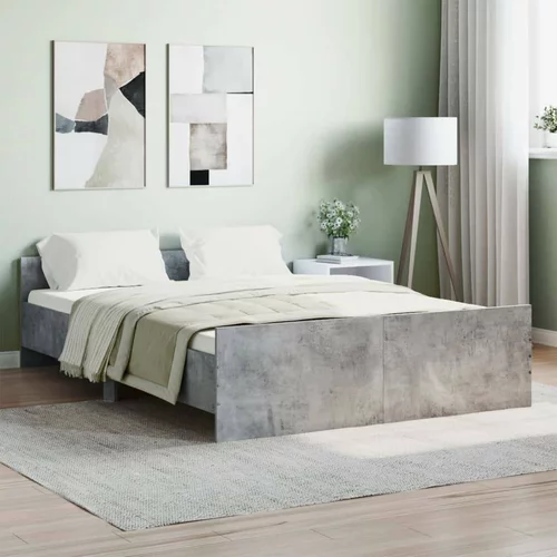  kreveta s uzglavljem i podnožjem boja betona 140x190 cm
