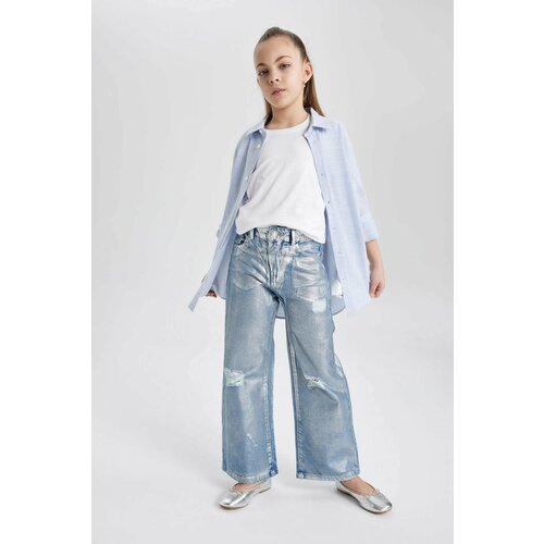Defacto Girl Wide Leg Ripped Detailed Trousers Slike