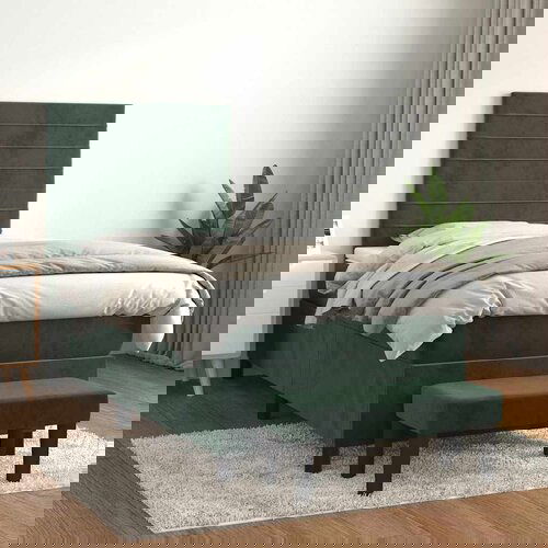 vidaXL Box spring postelja z vzmetnico temno zelen 90x190 cm žamet Cene