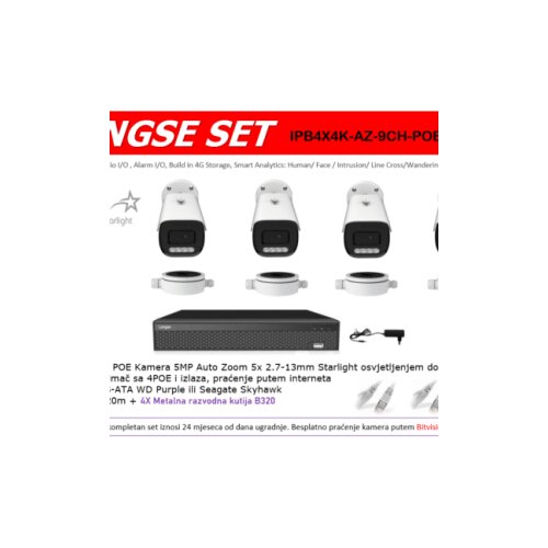 Longse IP SET IPB4X4K-AZ-9CH-POE-SL-5MP Cijene