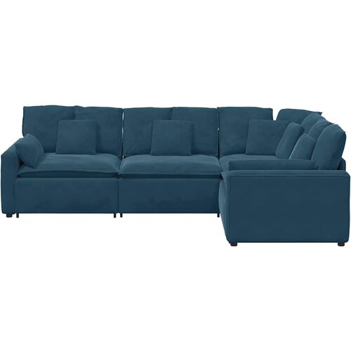  Modularna sofa s jastucima, plava bar&amp;scaron;unasta Slike