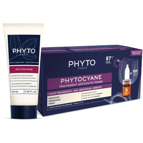 Phyto cyane progressive tretman protiv opadanja kose za žene, 12 x 5 ml + šampon gratis Slike