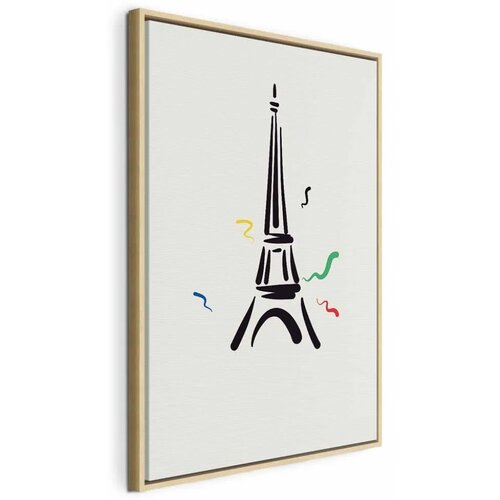  Slika - Black Graphic Drawing of the Eiffel Tower on a Cream Background 80x120 U prirodnom drvenom okviru Cene
