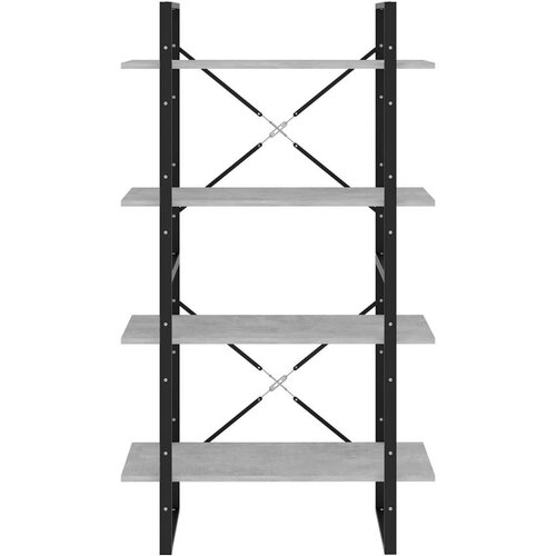 VidaXL Knjižna omara 4-nadstropna betonsko siva 80x30x140cm iverna pl. Slike