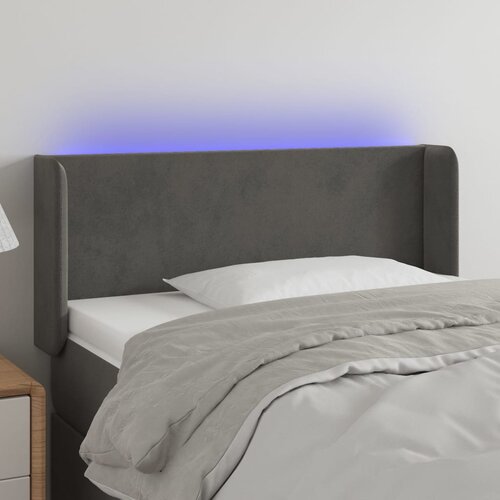 vidaXL LED posteljno vzglavje temno sivo 93x16x78/88 cm žamet Cene
