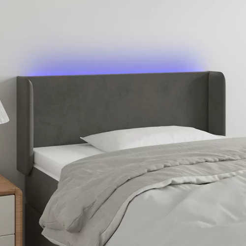 vidaXL LED posteljno vzglavje temno sivo 93x16x78/88 cm žamet
