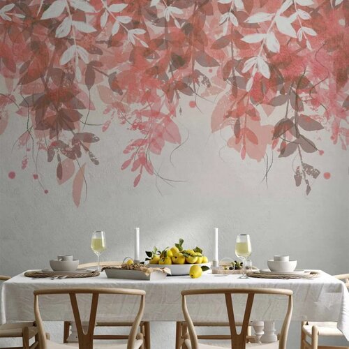  Foto tapeta - Under vegetation - hanging vines of pink leaves on a neutral background 250x175 Cene