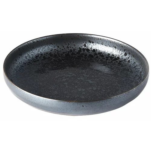 MIJ Črno-siv keramičen krožnik z dvignjenim robom Pearl, ø 22 cm