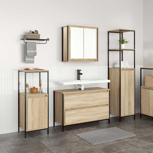 Set namještaja za kupaonicu s ladicama 3 pcs Sonoma hrast Cene