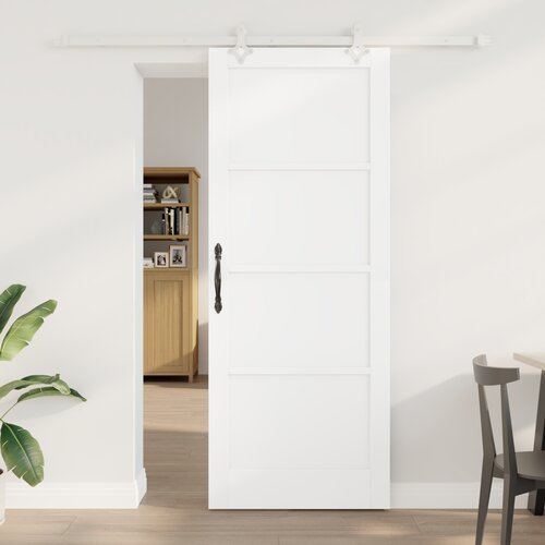 vidaXL Drsna Vrata z Opremljevalnim Setom Bela 83x211 cm Trda Borovina, Notranja Vrata 'ORKDAL'Bela 83x211x4 cm Trda Borovina Cene