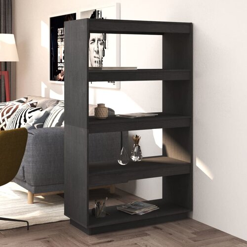 Furnova Knjižna omara za razdelitev prostora siva 80x35x135 cm borovina, (21950686) Slike