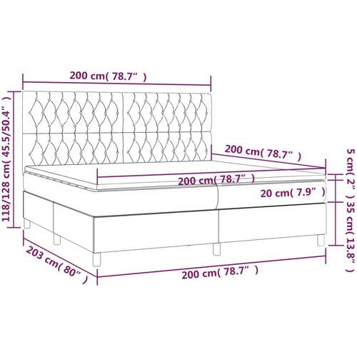  Krevet s oprugama i madracem smeđesivi 200x200 cm od tkanine Slike
