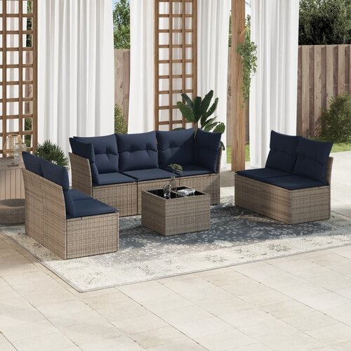 vidaXL 8-dijelni set vrtnih sofa od poliratana s jastucima sivi Cijene