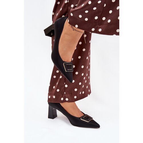 Boto Heels with decorative buckle black Seriva Cene