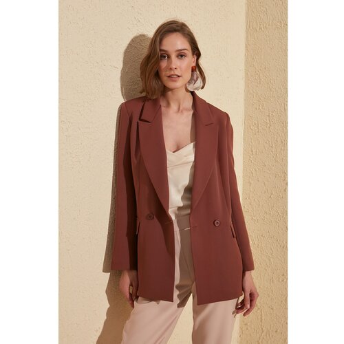 Trendyol Smeđa jakna smeđe boje krema | tamnocrvena | pink Slike