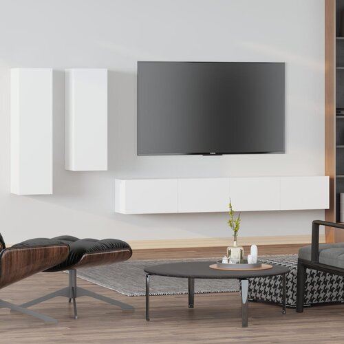 VidaXL 4-dijelni set TV ormarića bijeli od konstruiranog drva Slike