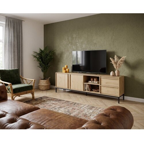 Marckeric TV komoda u dekoru hrasta u prirodnoj boji 180x59x40 cm Luc &amp;ndash; Slike