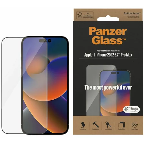 Panzerglass zaštitno staklo iPhone 14 Pro Max ultra wide fit, antibacterial
