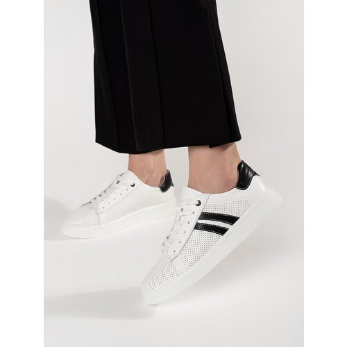 GOODIN White openwork sneakers made of natural leather Cijene