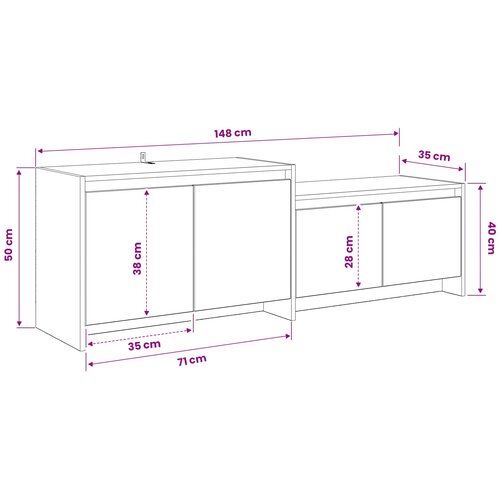  TV komoda 147 x 35 x 50 cm Crni hrast Prerađeno drvo Slike