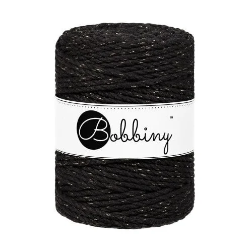 Bobbiny 3PLY Macrame Rope 5 mm 100 m Golden Black Vrvica