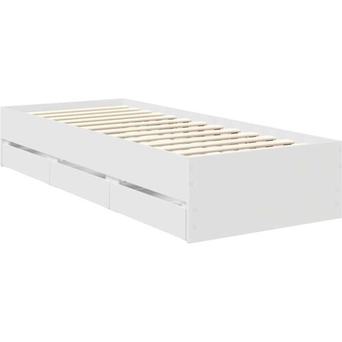 vidaXL Konstrukcija postelje Bela 75 x 190 cm Inženirsko leseno, (5000113718) Cene