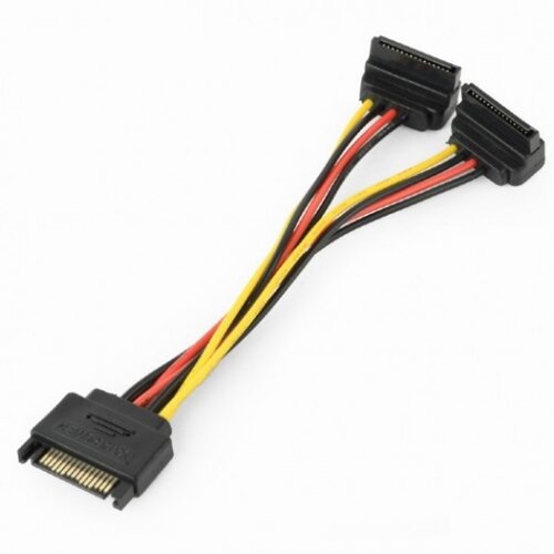 Gembird CC-SATAM2F-02 SATA power splitter cable with angled(90) output connectors, 0.15 m Slike