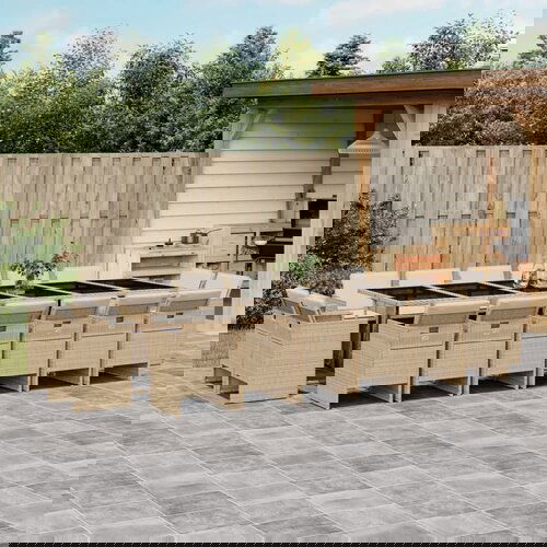 vidaXL 17-dijelni vrtni blagovaonski set od poliratana s jastucima bež Cene