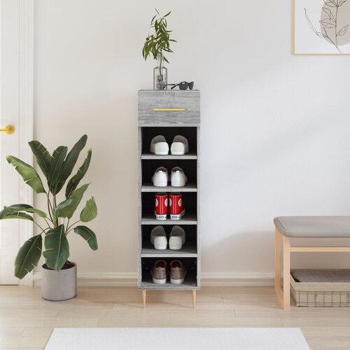 The Living Store Omarica za čevlje siva sonoma 30x35x105 cm inženirski les - Omarica Za Čevlje, (21430706) Slike