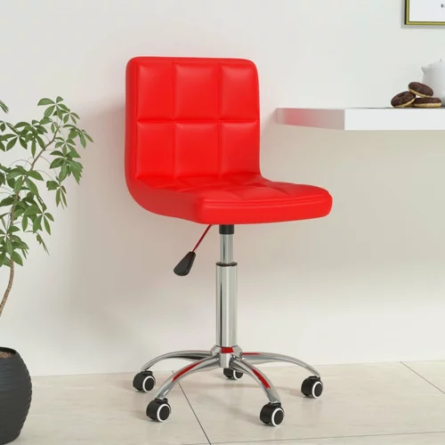 vidaXL vrtljiv pisarniški stol rdeče umetno usnje