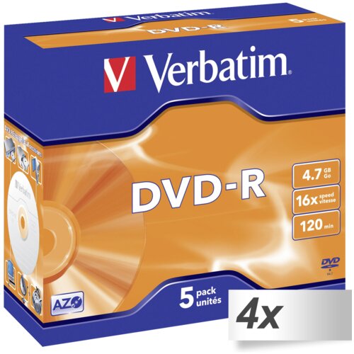 Verbatim 4x5 DVD-R 4,7GB 16x Speed, Jewel Case Slike