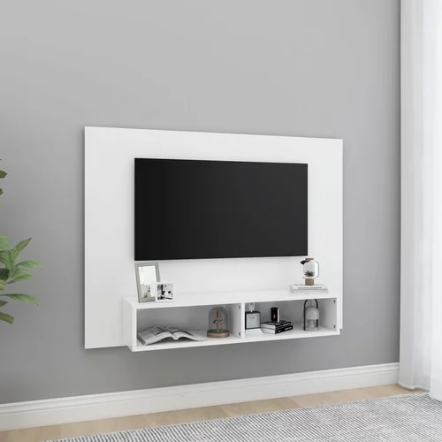 vidaXL Stenska TV omarica bela 120x23,5x90 cm iverna plošča