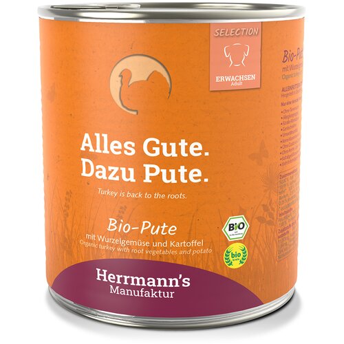  Varčno pakiranje Herrmann&acute;s Menu brez žitaric 24 x 800 g - Bio puran z bio korenasto zelenjavo in bio krompirjem Cijene