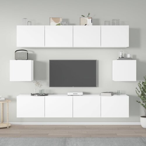 6-dijelni set TV ormarića bijeli od konstruiranog drva Slike