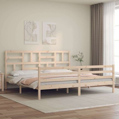 vidaXL Posteljni okvir z vzglavjem 200x200 cm trden les Cene