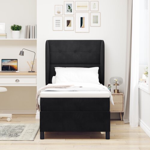 VidaXL Box Spring postelja z vzmetnico Črna 80x200 cm Velur Slike