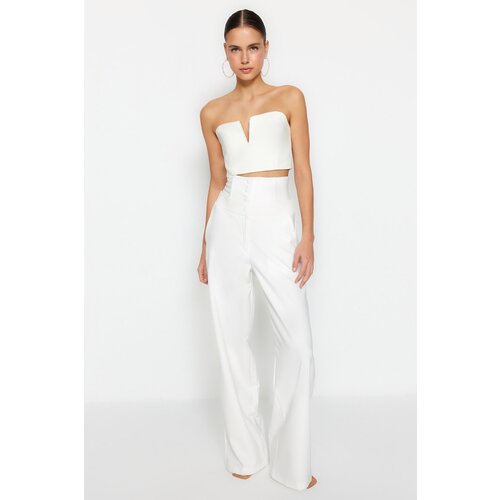 Trendyol Pants - Ecru - Wide leg Slike