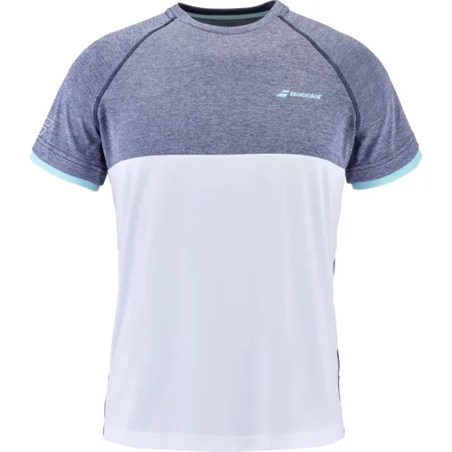 Babolat Dětské tričko Play Crew Neck Tee Boy White/Blue 8 - 10 let