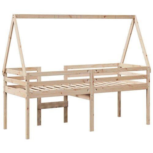 VidaXL Visoki krevet s krovom 75 x 190 cm od masivne borovine Slike