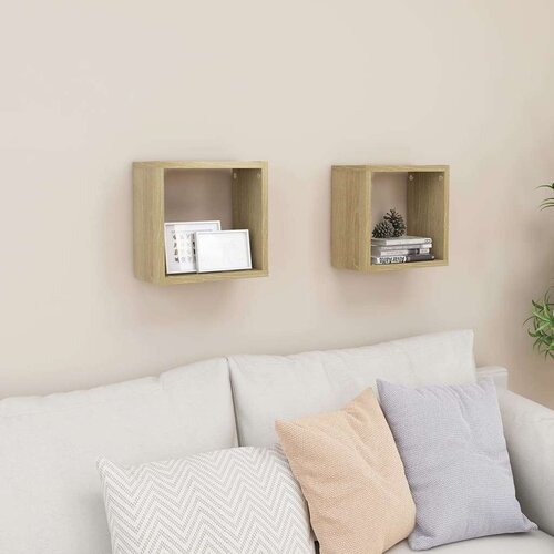 VidaXL kockaste zidne police 2 kom boja hrasta sonome 26 x 15 x 26 cm - sonoma hrast 26 x 15 x 26 cm 2 1 Slike