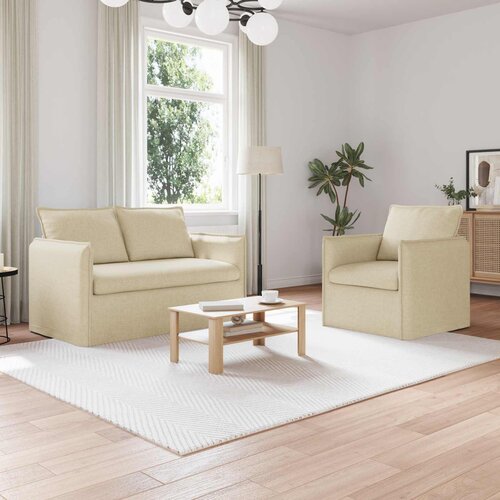  Set sofe 2 pcs Krem 136 x 82 x 85 cm Tkanina Cene