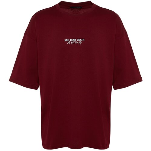 Trendyol Muška majica TMNSS23TS00099, Bordo Cene
