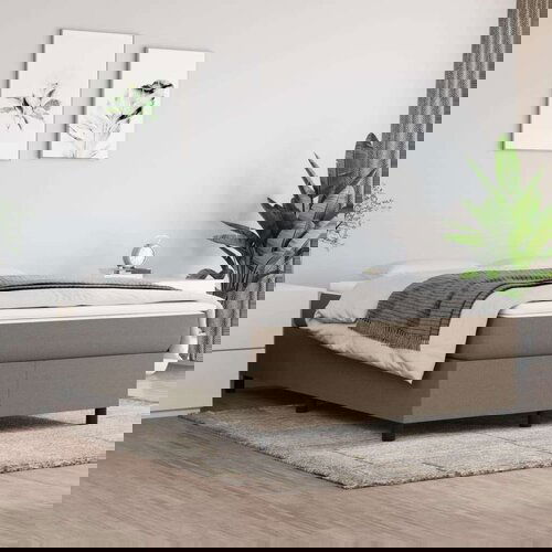  Box spring postelja z vzmetnico taupe 140x200 cm blago, (20791688) Slike